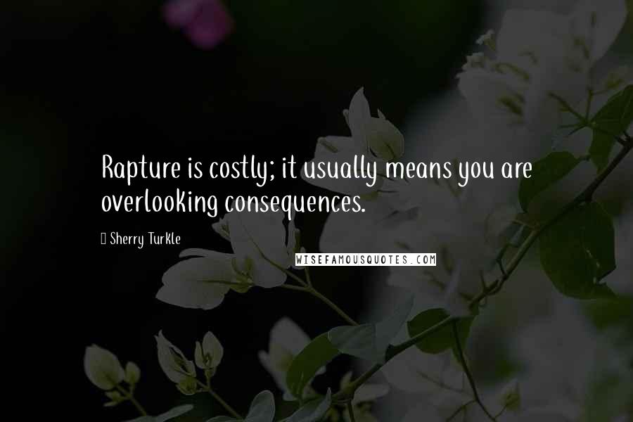 Sherry Turkle Quotes: Rapture is costly; it usually means you are overlooking consequences.