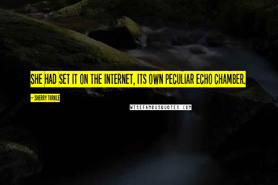 Sherry Turkle Quotes: She had set it on the Internet, its own peculiar echo chamber.