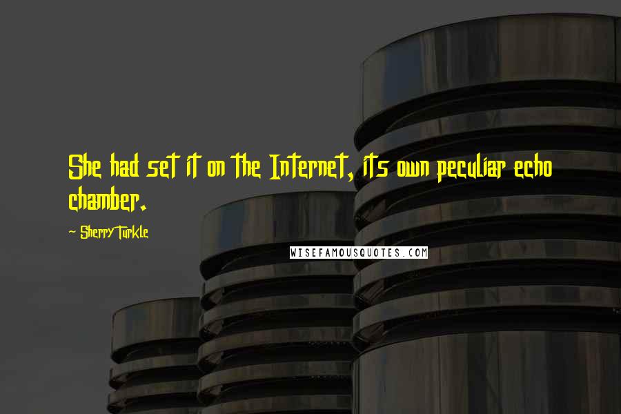 Sherry Turkle Quotes: She had set it on the Internet, its own peculiar echo chamber.