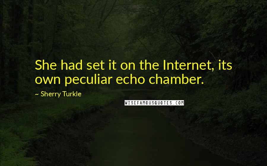 Sherry Turkle Quotes: She had set it on the Internet, its own peculiar echo chamber.