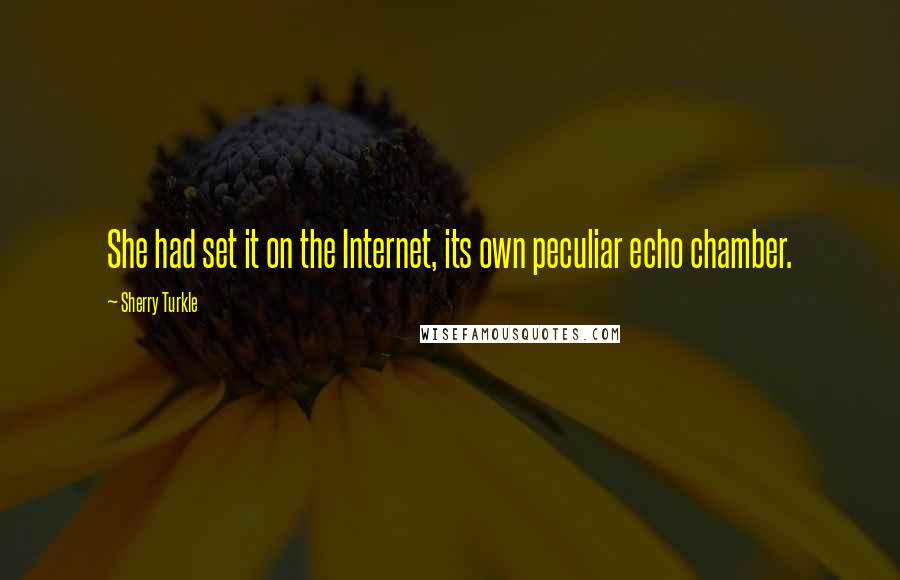 Sherry Turkle Quotes: She had set it on the Internet, its own peculiar echo chamber.