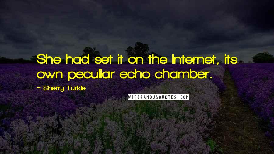 Sherry Turkle Quotes: She had set it on the Internet, its own peculiar echo chamber.