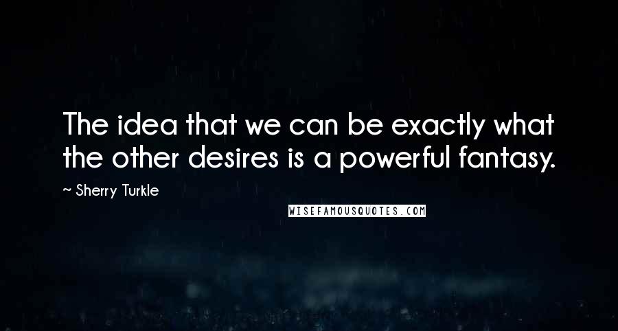 Sherry Turkle Quotes: The idea that we can be exactly what the other desires is a powerful fantasy.