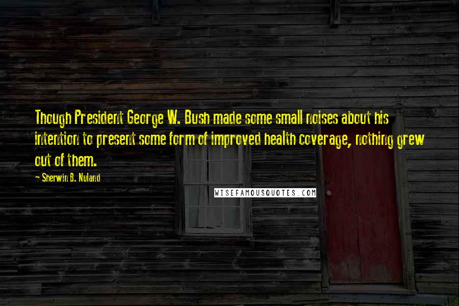 Sherwin B. Nuland Quotes: Though President George W. Bush made some small noises about his intention to present some form of improved health coverage, nothing grew out of them.