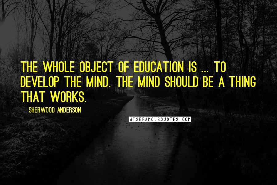 Sherwood Anderson Quotes: The whole object of education is ... to develop the mind. The mind should be a thing that works.