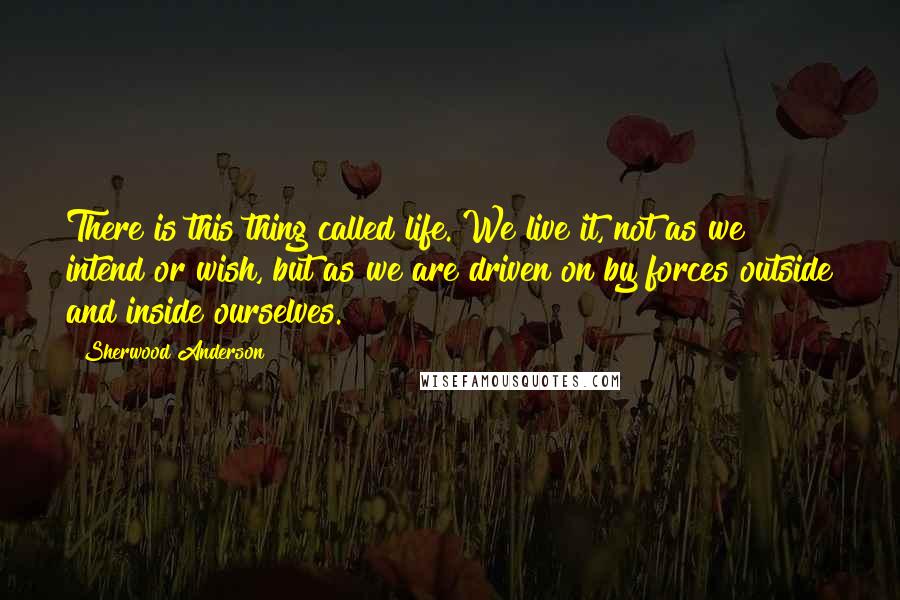 Sherwood Anderson Quotes: There is this thing called life. We live it, not as we intend or wish, but as we are driven on by forces outside and inside ourselves.