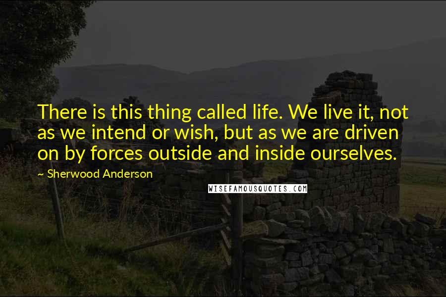 Sherwood Anderson Quotes: There is this thing called life. We live it, not as we intend or wish, but as we are driven on by forces outside and inside ourselves.