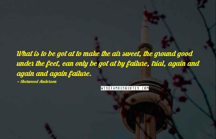 Sherwood Anderson Quotes: What is to be got at to make the air sweet, the ground good under the feet, can only be got at by failure, trial, again and again and again failure.