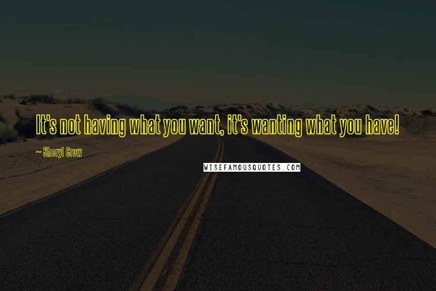 Sheryl Crow Quotes: It's not having what you want, it's wanting what you have!