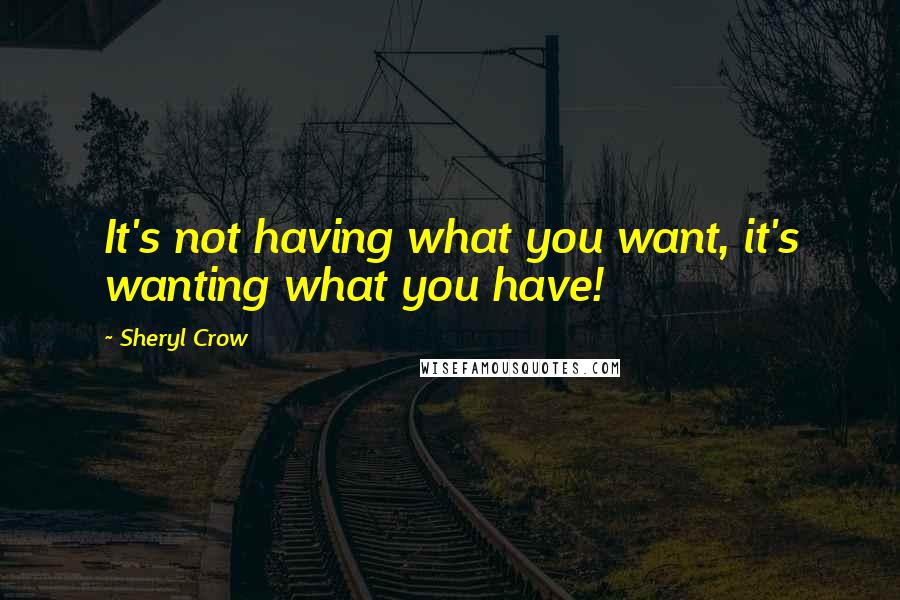 Sheryl Crow Quotes: It's not having what you want, it's wanting what you have!