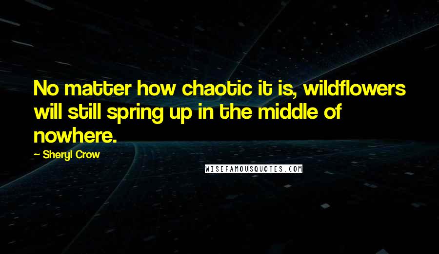 Sheryl Crow Quotes: No matter how chaotic it is, wildflowers will still spring up in the middle of nowhere.