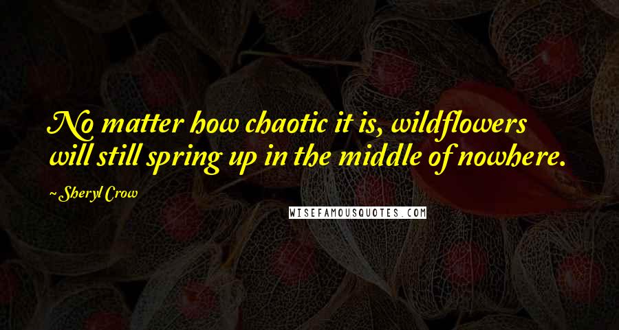 Sheryl Crow Quotes: No matter how chaotic it is, wildflowers will still spring up in the middle of nowhere.