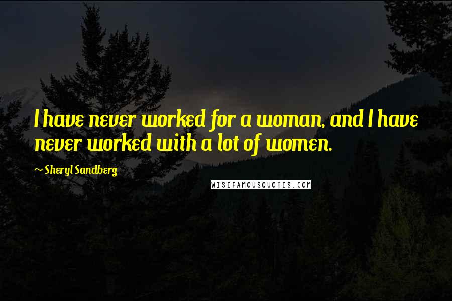 Sheryl Sandberg Quotes: I have never worked for a woman, and I have never worked with a lot of women.
