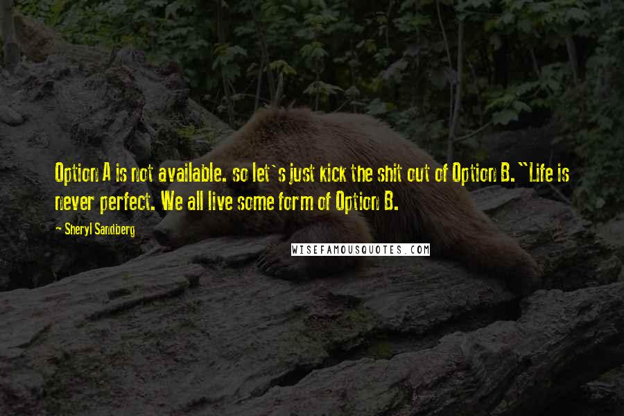 Sheryl Sandberg Quotes: Option A is not available. so let's just kick the shit out of Option B."Life is never perfect. We all live some form of Option B.