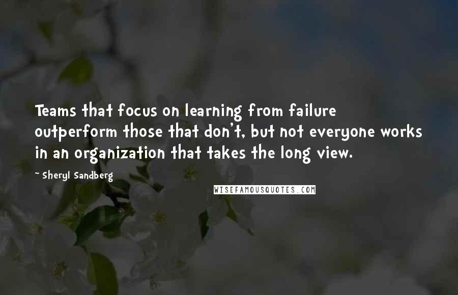 Sheryl Sandberg Quotes: Teams that focus on learning from failure outperform those that don't, but not everyone works in an organization that takes the long view.