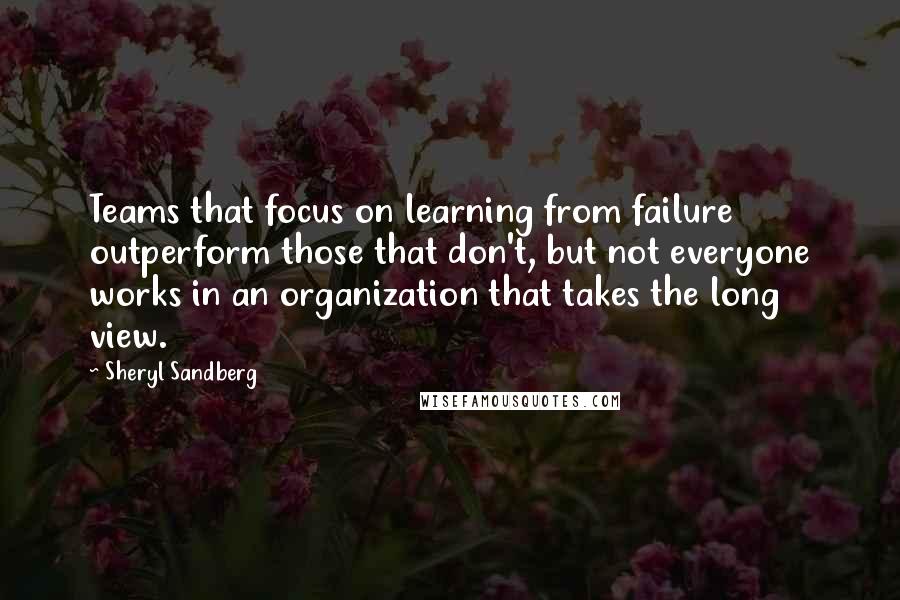 Sheryl Sandberg Quotes: Teams that focus on learning from failure outperform those that don't, but not everyone works in an organization that takes the long view.