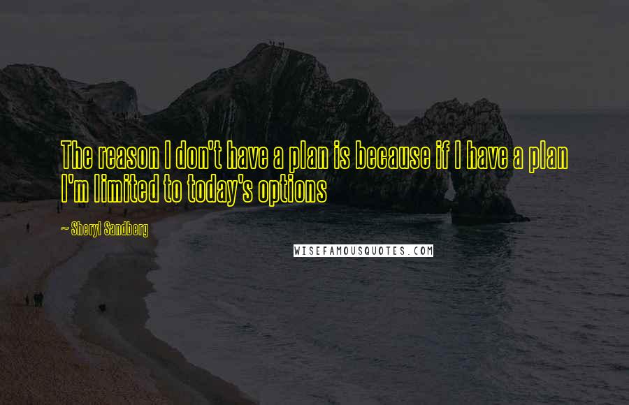 Sheryl Sandberg Quotes: The reason I don't have a plan is because if I have a plan I'm limited to today's options