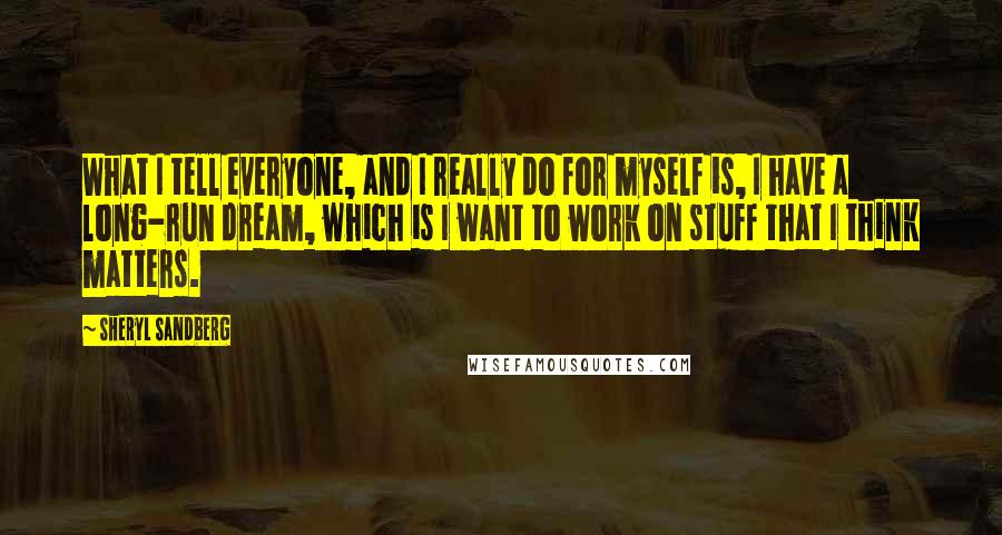 Sheryl Sandberg Quotes: What I tell everyone, and I really do for myself is, I have a long-run dream, which is I want to work on stuff that I think matters.