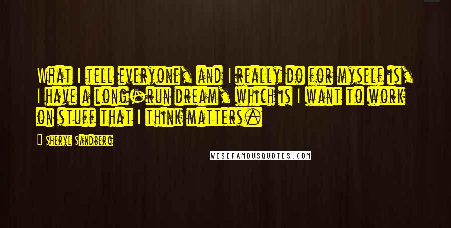 Sheryl Sandberg Quotes: What I tell everyone, and I really do for myself is, I have a long-run dream, which is I want to work on stuff that I think matters.