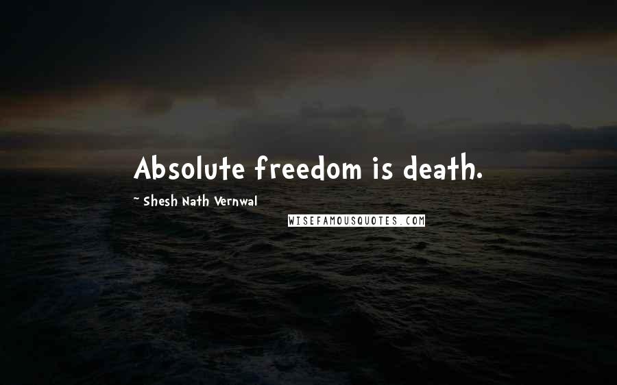 Shesh Nath Vernwal Quotes: Absolute freedom is death.