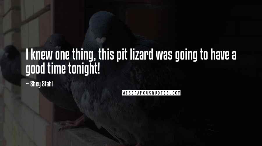 Shey Stahl Quotes: I knew one thing, this pit lizard was going to have a good time tonight!