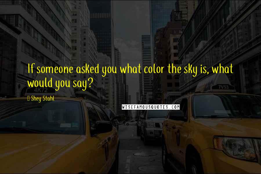 Shey Stahl Quotes: If someone asked you what color the sky is, what would you say?