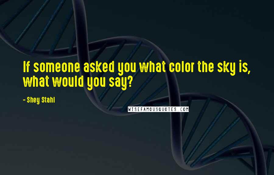 Shey Stahl Quotes: If someone asked you what color the sky is, what would you say?