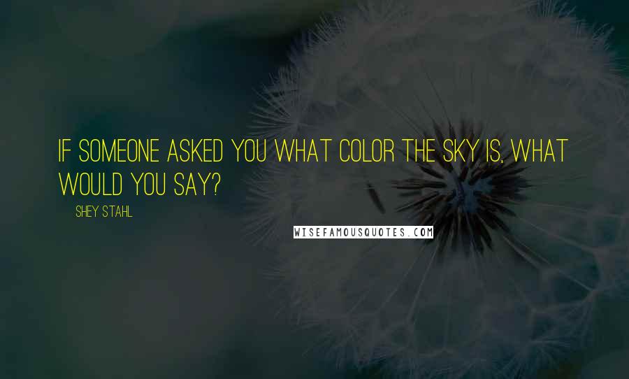 Shey Stahl Quotes: If someone asked you what color the sky is, what would you say?