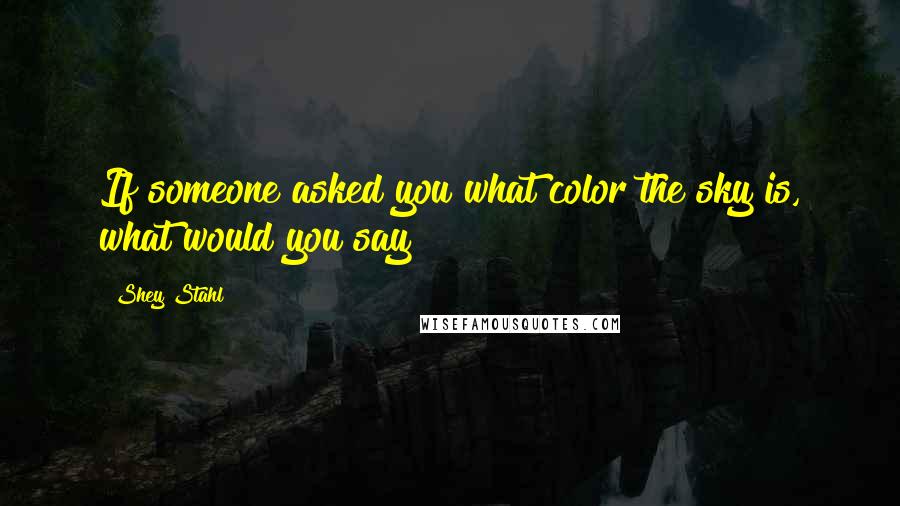 Shey Stahl Quotes: If someone asked you what color the sky is, what would you say?