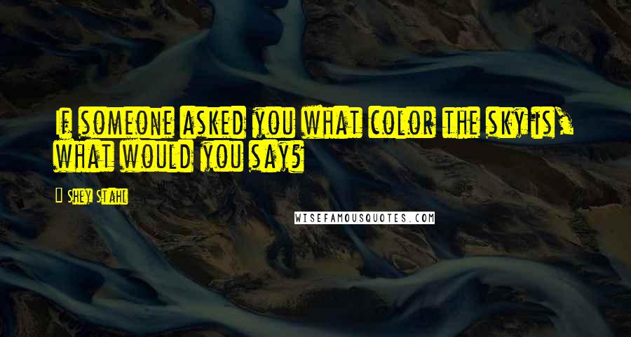 Shey Stahl Quotes: If someone asked you what color the sky is, what would you say?