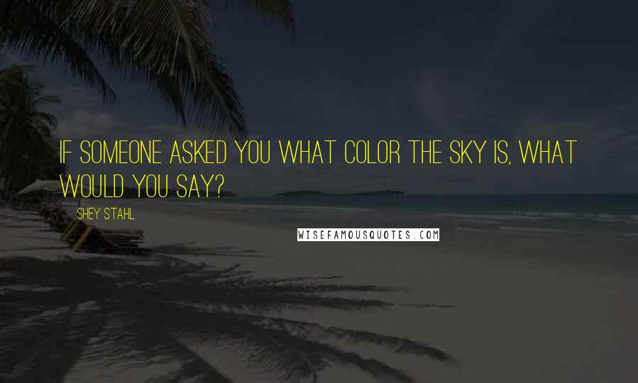 Shey Stahl Quotes: If someone asked you what color the sky is, what would you say?