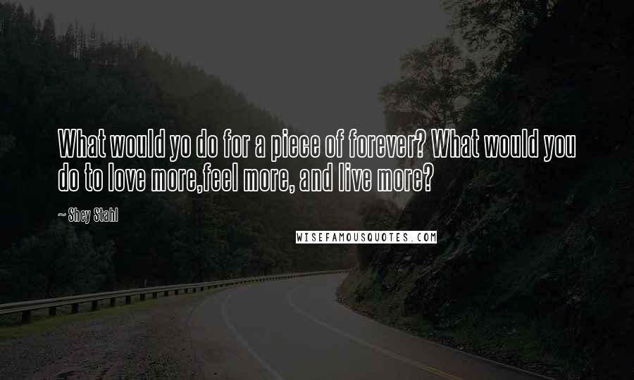 Shey Stahl Quotes: What would yo do for a piece of forever? What would you do to love more,feel more, and live more?