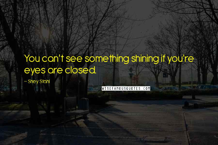 Shey Stahl Quotes: You can't see something shining if you're eyes are closed.