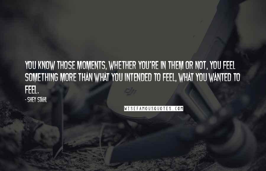 Shey Stahl Quotes: You know those moments, whether you're in them or not, you feel something more than what you intended to feel, what you wanted to feel.