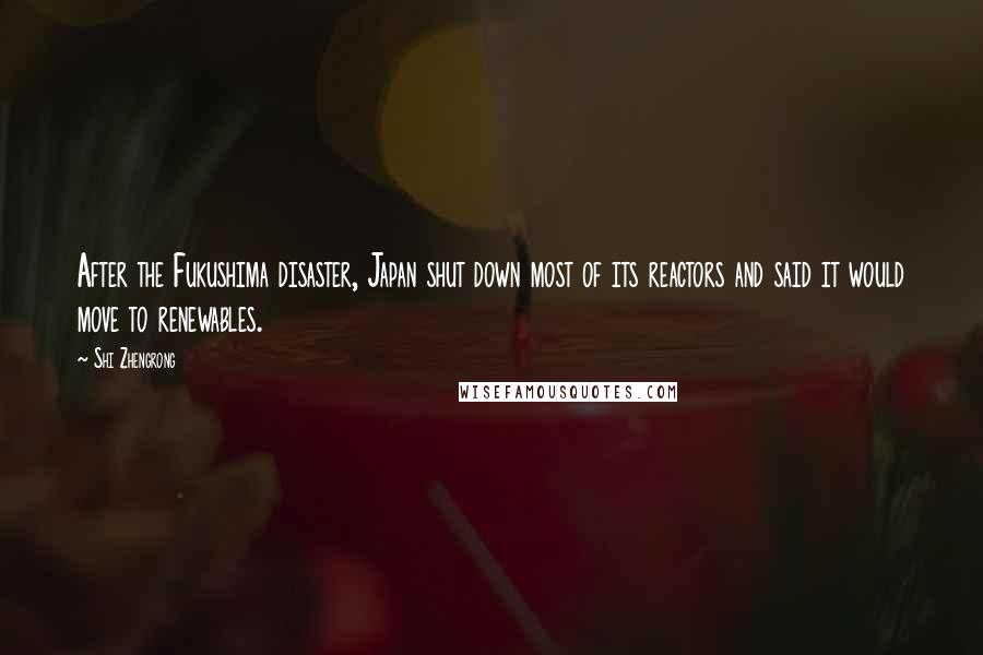 Shi Zhengrong Quotes: After the Fukushima disaster, Japan shut down most of its reactors and said it would move to renewables.