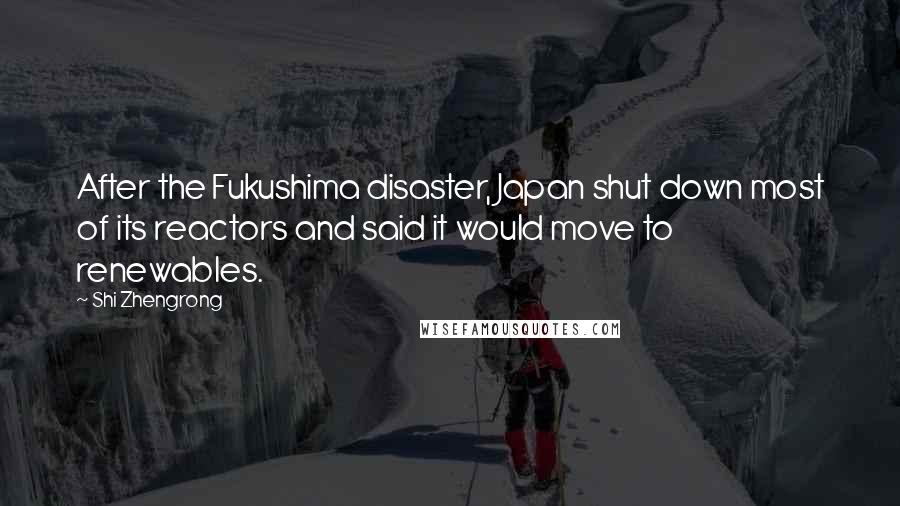 Shi Zhengrong Quotes: After the Fukushima disaster, Japan shut down most of its reactors and said it would move to renewables.