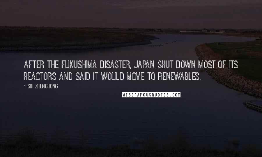 Shi Zhengrong Quotes: After the Fukushima disaster, Japan shut down most of its reactors and said it would move to renewables.