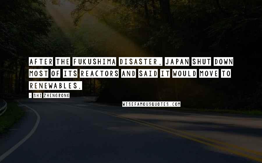 Shi Zhengrong Quotes: After the Fukushima disaster, Japan shut down most of its reactors and said it would move to renewables.