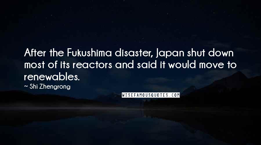 Shi Zhengrong Quotes: After the Fukushima disaster, Japan shut down most of its reactors and said it would move to renewables.