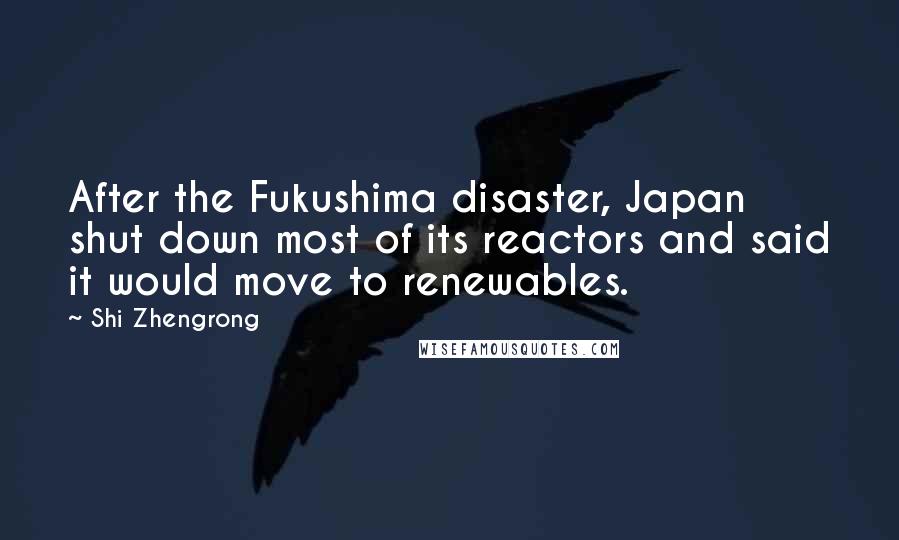 Shi Zhengrong Quotes: After the Fukushima disaster, Japan shut down most of its reactors and said it would move to renewables.