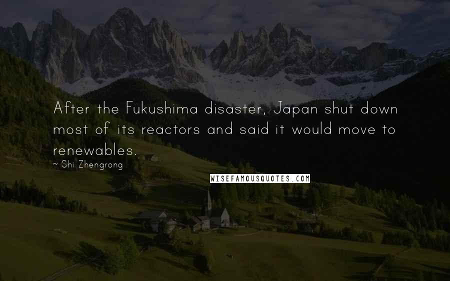 Shi Zhengrong Quotes: After the Fukushima disaster, Japan shut down most of its reactors and said it would move to renewables.