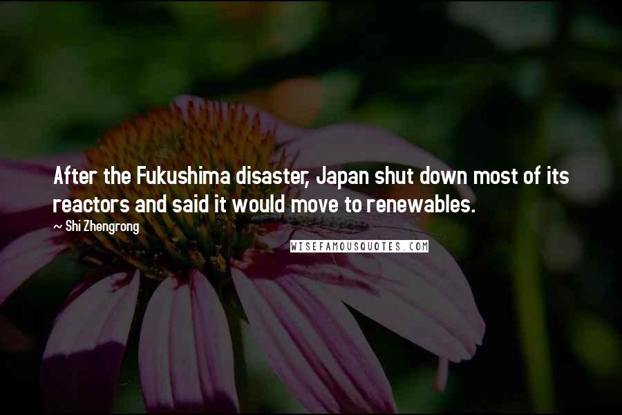 Shi Zhengrong Quotes: After the Fukushima disaster, Japan shut down most of its reactors and said it would move to renewables.