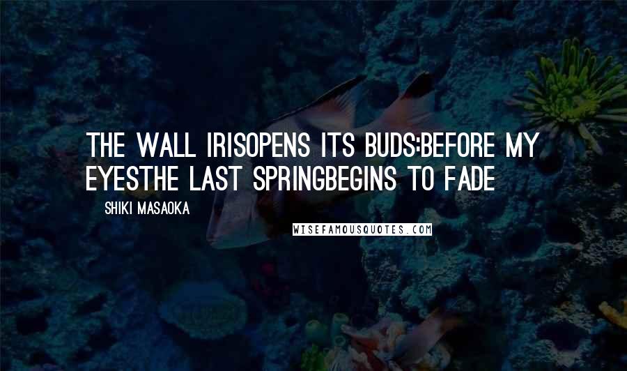 Shiki Masaoka Quotes: the wall irisopens its buds:before my eyesthe last springbegins to fade