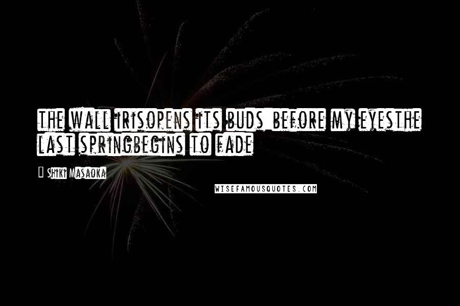 Shiki Masaoka Quotes: the wall irisopens its buds:before my eyesthe last springbegins to fade