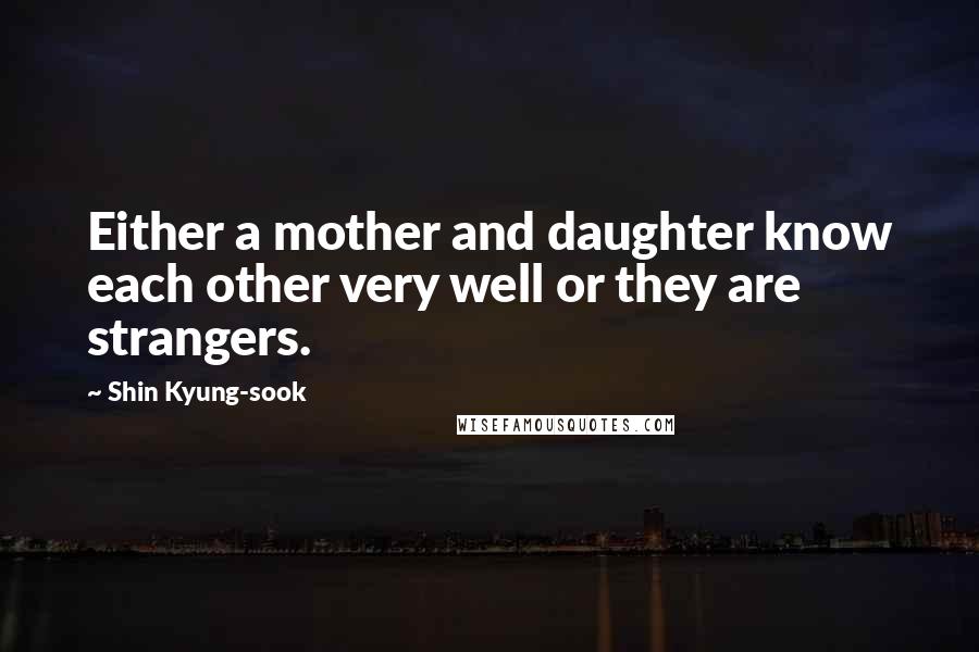 Shin Kyung-sook Quotes: Either a mother and daughter know each other very well or they are strangers.