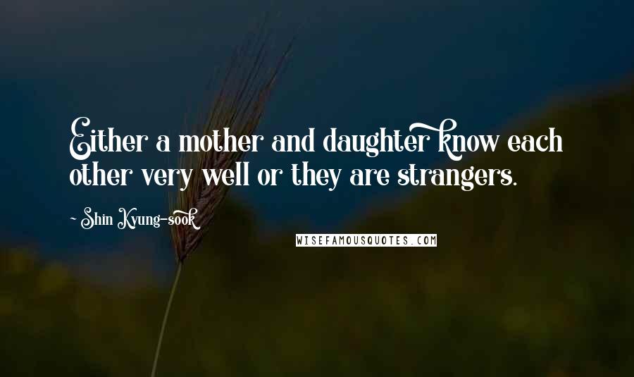 Shin Kyung-sook Quotes: Either a mother and daughter know each other very well or they are strangers.