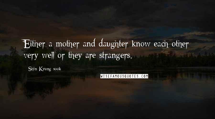 Shin Kyung-sook Quotes: Either a mother and daughter know each other very well or they are strangers.