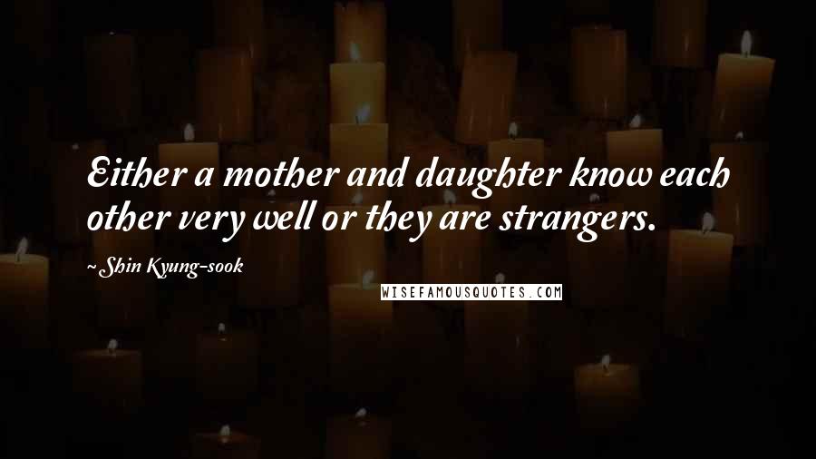 Shin Kyung-sook Quotes: Either a mother and daughter know each other very well or they are strangers.