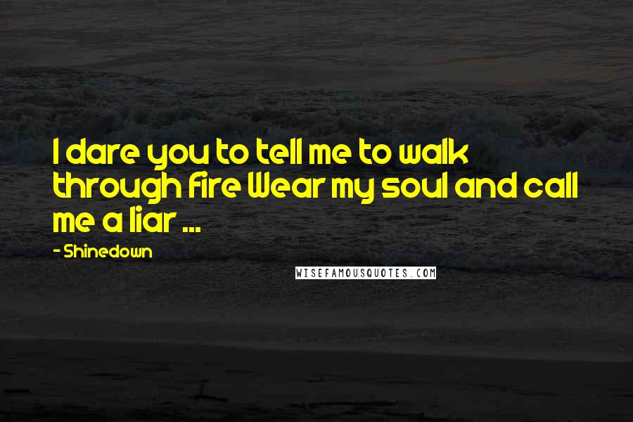 Shinedown Quotes: I dare you to tell me to walk through fire Wear my soul and call me a liar ...