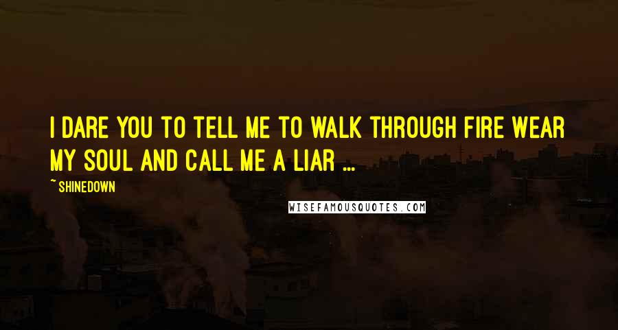 Shinedown Quotes: I dare you to tell me to walk through fire Wear my soul and call me a liar ...